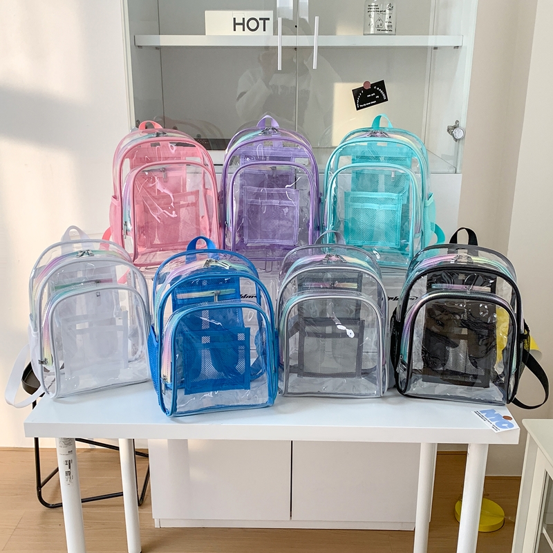 Women Bags For Sale - Plecak z przezroczystego PVC z zamkiem