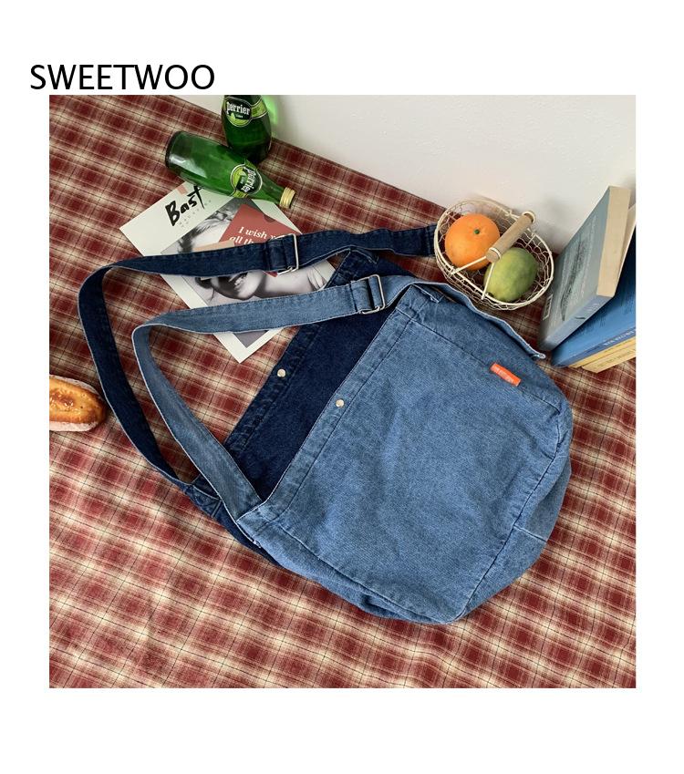 Women Bags Jeans - Torba crossbody z denimu o efekcie