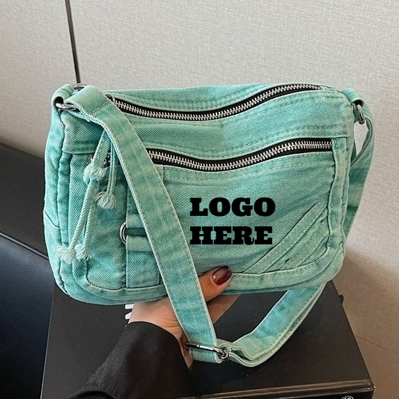Women Bags Logo - Torebka damska na ramię z denimu