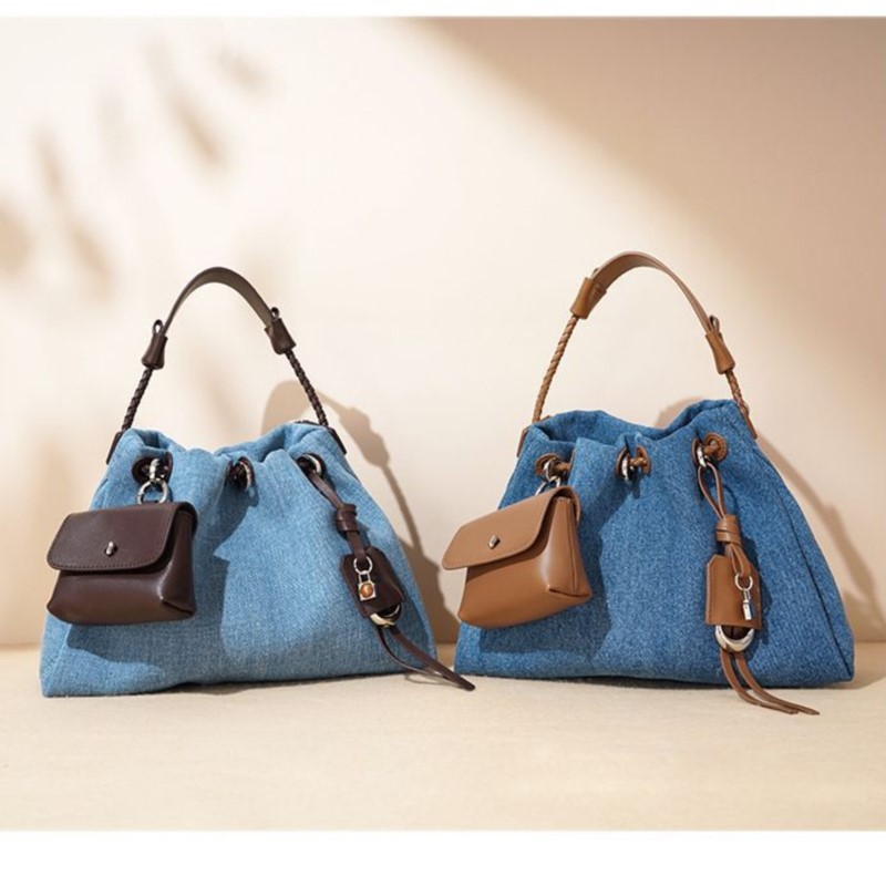 Women Bags Jeans - JIAERDI High Street Denim Bucket Bag