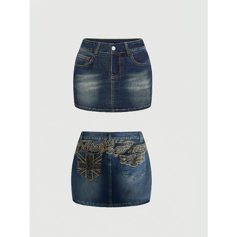 Women Bags Jeans - Letnia dżinsowa spódniczka retro dla kobiet,