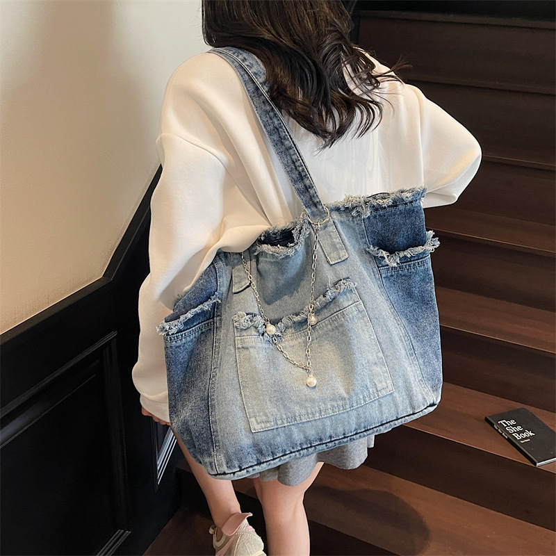 Women Bags Jeans - Modna torba typu tote z efektem