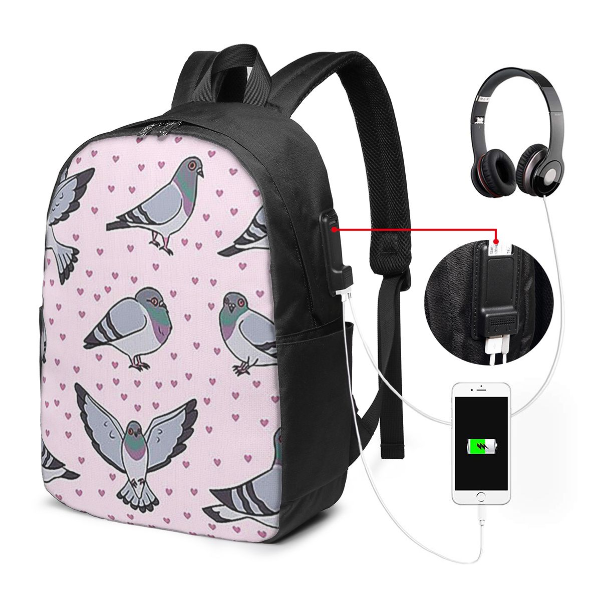 Urocze Kreskówkowe Gołębie Ple – Women Bags Pack recenzja i cena