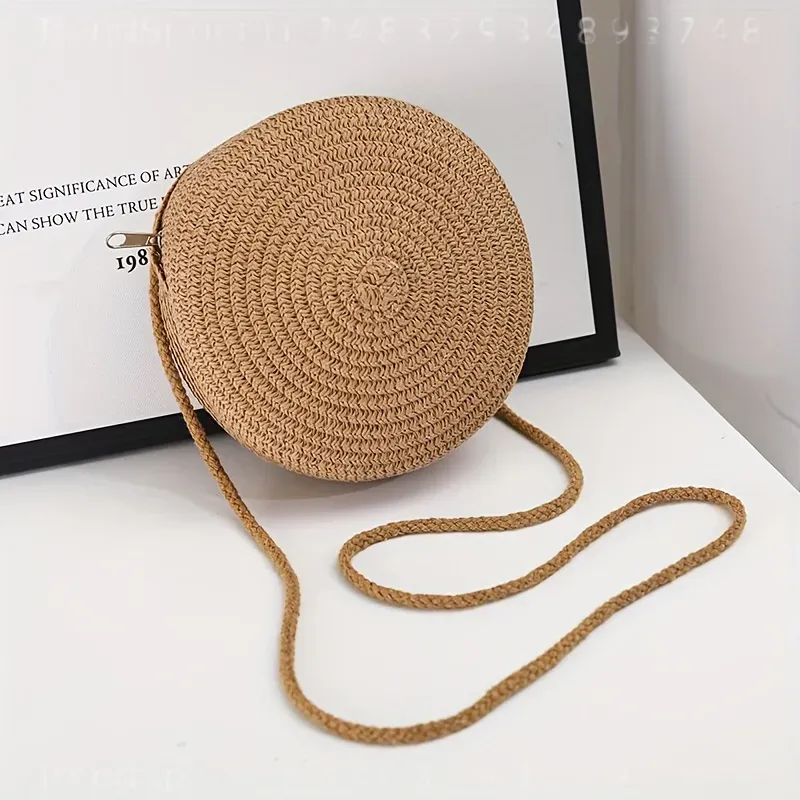 Okrągła tkana torba na ramię z – Women Bags Purses recenzja i cena