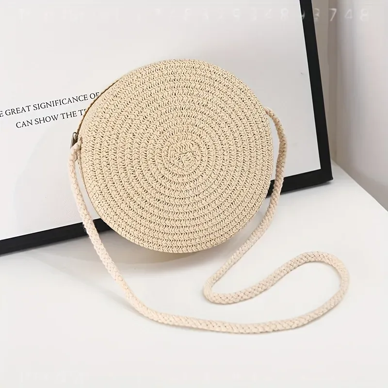 Okrągła tkana torba na ramię z – Women Bags Purses recenzja i cena